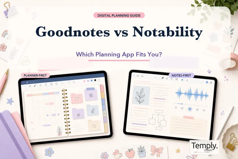 Goodnotes and Notability planning workflows compared on two tablets