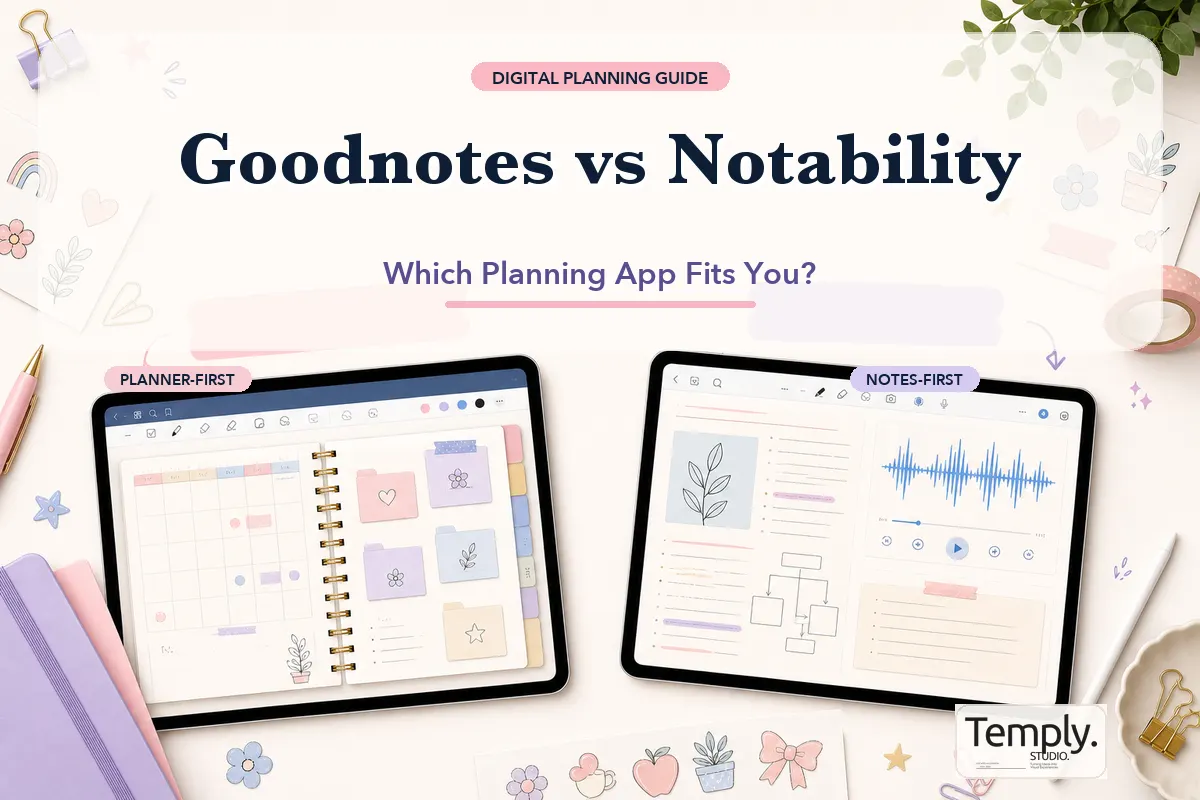 Goodnotes and Notability planning workflows compared on two tablets