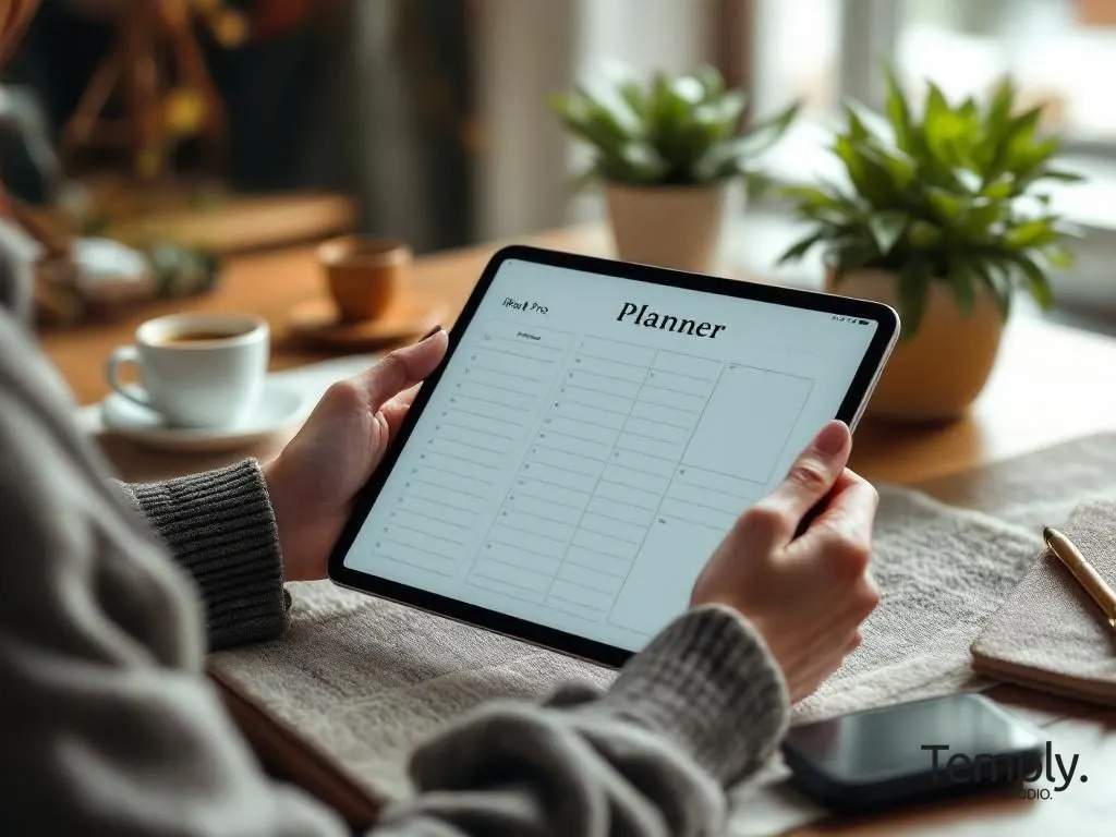 Digital planner displayed on an iPad