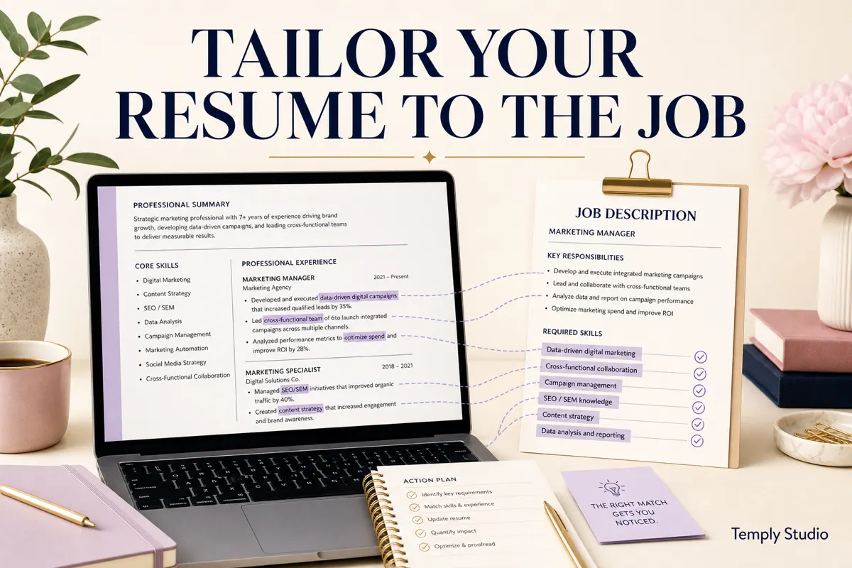 Tailor a resume template to a job description with Temply Studio