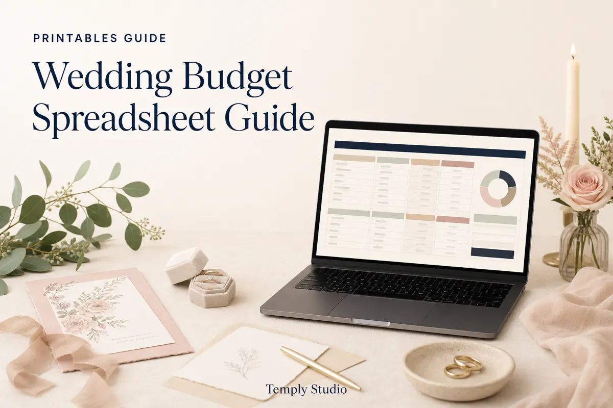 Printable planning worksheet and budget pages on a desk