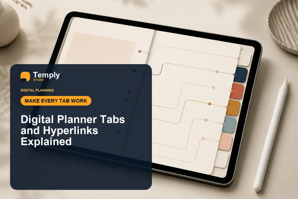 Tablet planner cover with the exact title and navigation hook