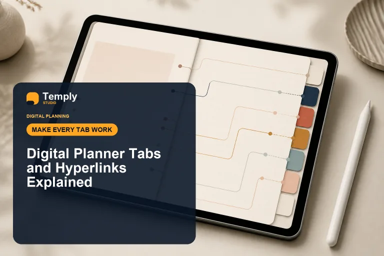 Tablet planner cover with the exact title and navigation hook