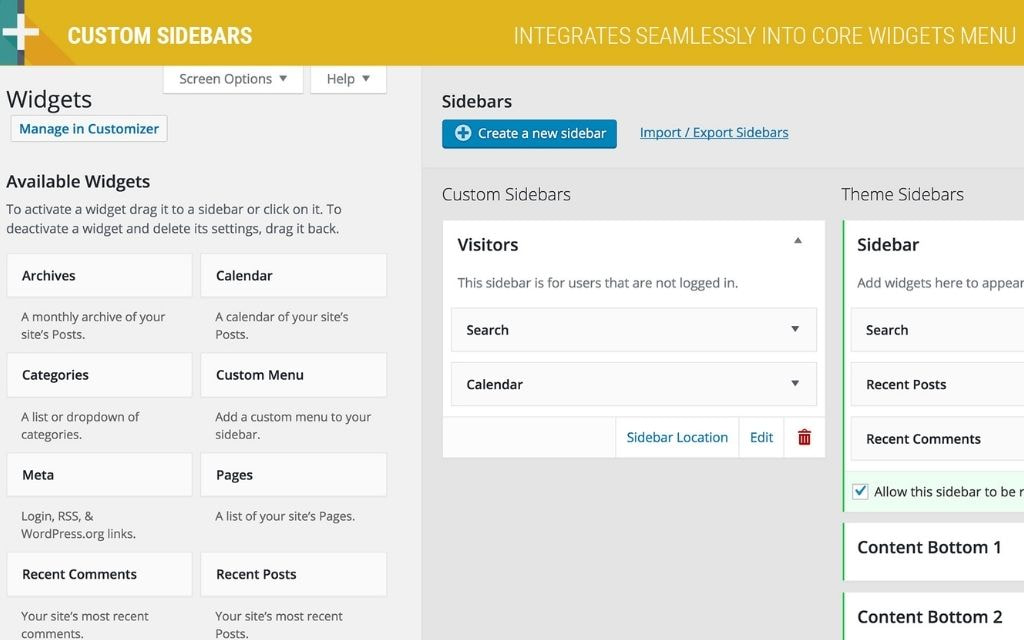 Custom Sidebars