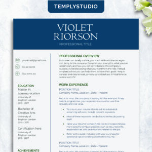 ATS Friendly Resume Template for Word Pages Google Docs, Minimalist Professional CV Template, Simple Clean Resume Design, Executive CV 2026