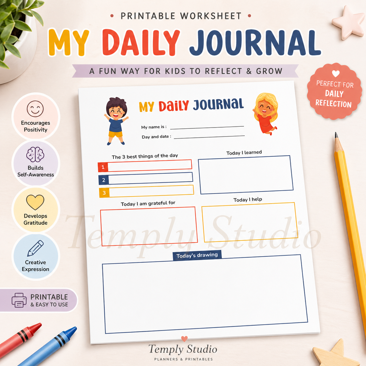Children's Daily Journal | KDP Interior: Delightful Pages for Confident Young Writers