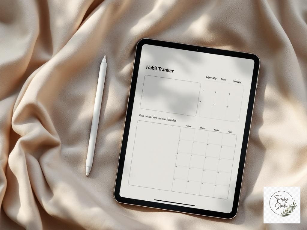 digital planner free download habit tracker and monthly calendar flat lay