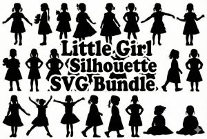Little Girl Silhouette SVG Bundle | Girl Outline Clipart | Kids Silhouette PNG | Cricut & Silhouette Cut Files | Child Vector Graphics