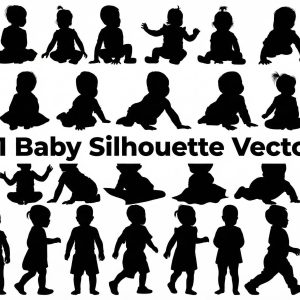 Baby Silhouette Vector Clipart | Infant Outline SVG Bundle | Newborn Clip Art PNG | Cricut & Silhouette Cut Files | Baby Shower Graphics