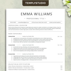 ATS Friendly Resume Template for Word Pages Google Docs, Minimalist Professional CV Template, Simple Clean Resume Design, Executive CV 2026