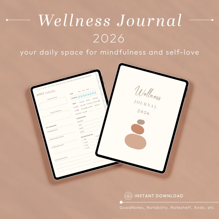 2026 Wellness Journal | Digital Self Care Planner | Gratitude & Habit Tracker | Goodnotes Mental Health Diary | Mindfulness