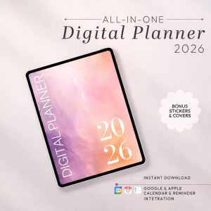 2026 Digital Planner Portrait for iPad, Hyperlinked PDF for GoodNotes & Notability, Weekly Monthly Planner, Goal Tracker