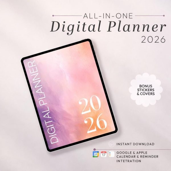 2026 Digital Planner Portrait for iPad, Hyperlinked PDF for GoodNotes & Notability, Weekly Monthly Planner, Goal Tracker