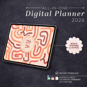 2026 Digital Planner Landscape for iPad, Hyperlinked PDF for GoodNotes & Notability, Weekly Monthly Planner, Goal Tracker