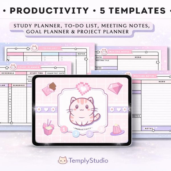 Cute Digital Planner Canva | 2026 Aesthetic iPad Planner | Kawaii Daily Weekly Monthly | Editable Pastel Planner | GoodNotes Template