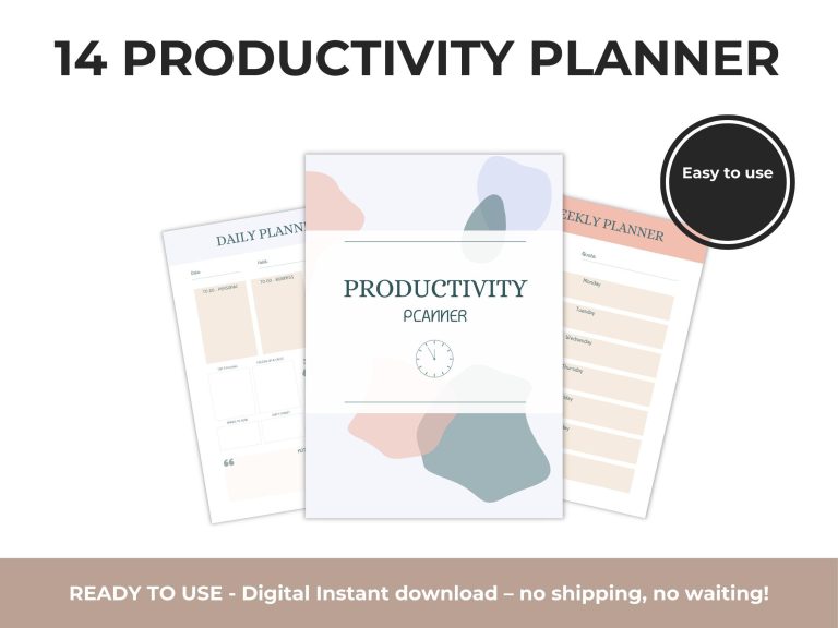 Productivity Planner Printable | Daily Weekly Planner | Goal Planner | Digital Productivity Planner | Instant Download