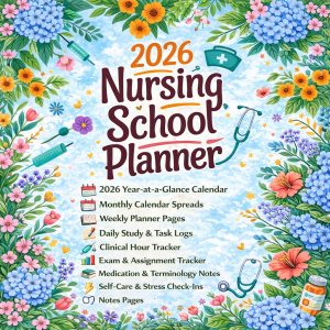 2026 Nursing School Planner | Clinical & Study Tracker (PDF)