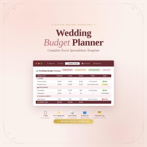 Wedding Budget Planner Spreadsheet | Excel Template | 7 Tabs (Instant Download)