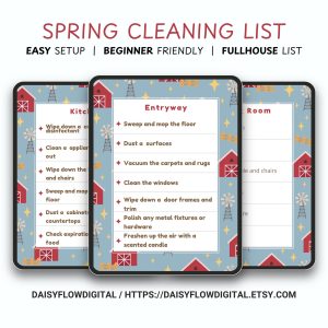 CLEANING LIST | Easy Use Cleaning List Template | Instant Digital Download | Aesthetic Minimalist Design | Printable PDF | Modern Layout