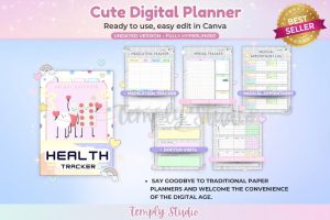 Cute Digital Planner Light Grey | Editable Canva Template | Instant Digital Download | Aesthetic Minimalist Design | Printable PDF