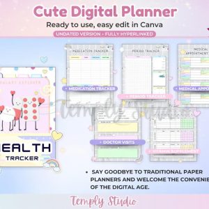 Cute Digital Planner Light Grey | Editable Canva Template | Instant Digital Download | Aesthetic Minimalist Design | Printable PDF