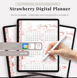 Digital Planner for GoodNotes, iPad Planner, Undated Hyperlinked PDF, Daily Weekly Monthly, Notability & Android