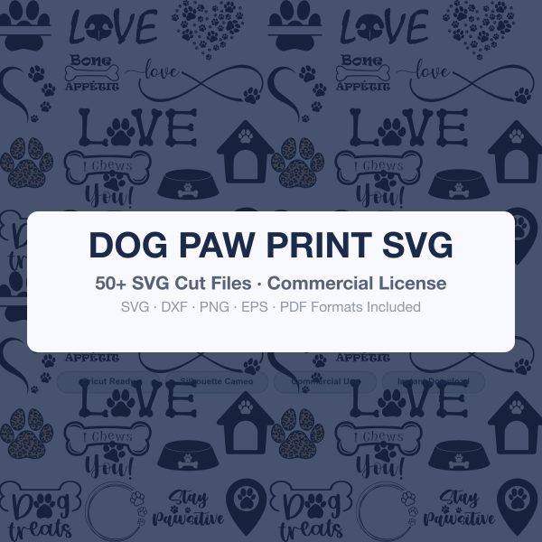 Dog Paw Print SVG | Paw Svg Bundle for Cricut & Silhouette | Pet Paw Clipart Png Dxf Eps | Dog Lover Cut Files Download