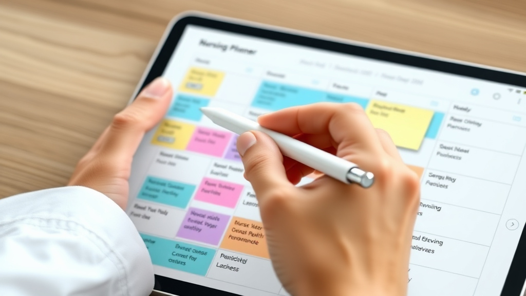 nursing planner for school - A closeup hyperrealistic mockup of a hand holding an Apple