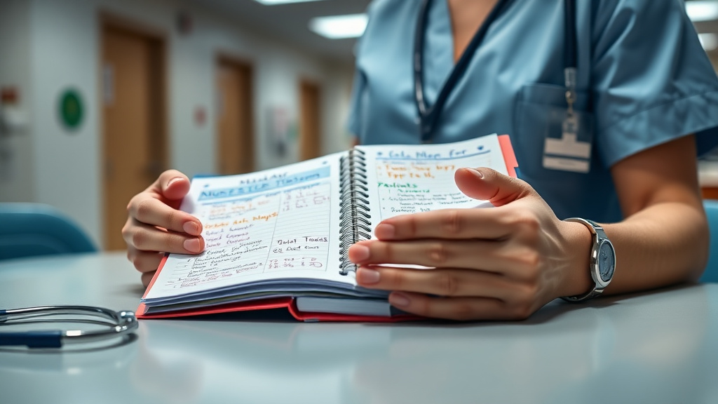 nursing planner student - A closeup