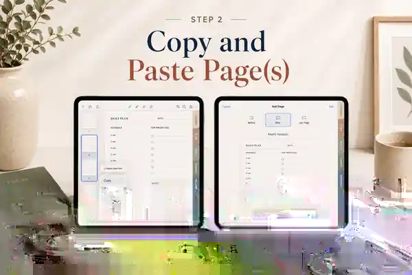 Copy and paste pages in Goodnotes using the Add Page menu