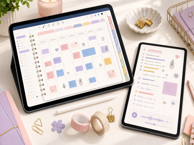 Goodnotes and Notability layouts compared through navigation, handwriting, and audio-note features