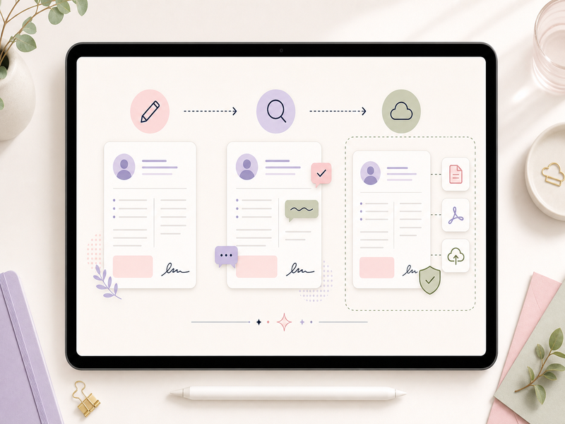 Google Docs resume template editing and review workflow with comments, layout checks, and sharing controls