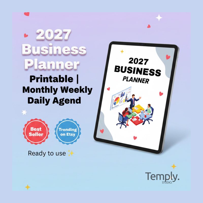 2027 business planner cover – printable monthly weekly daily planner mockup