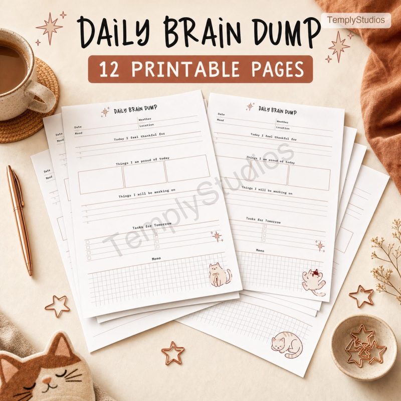 Cute Cat Brain Dump Printable
