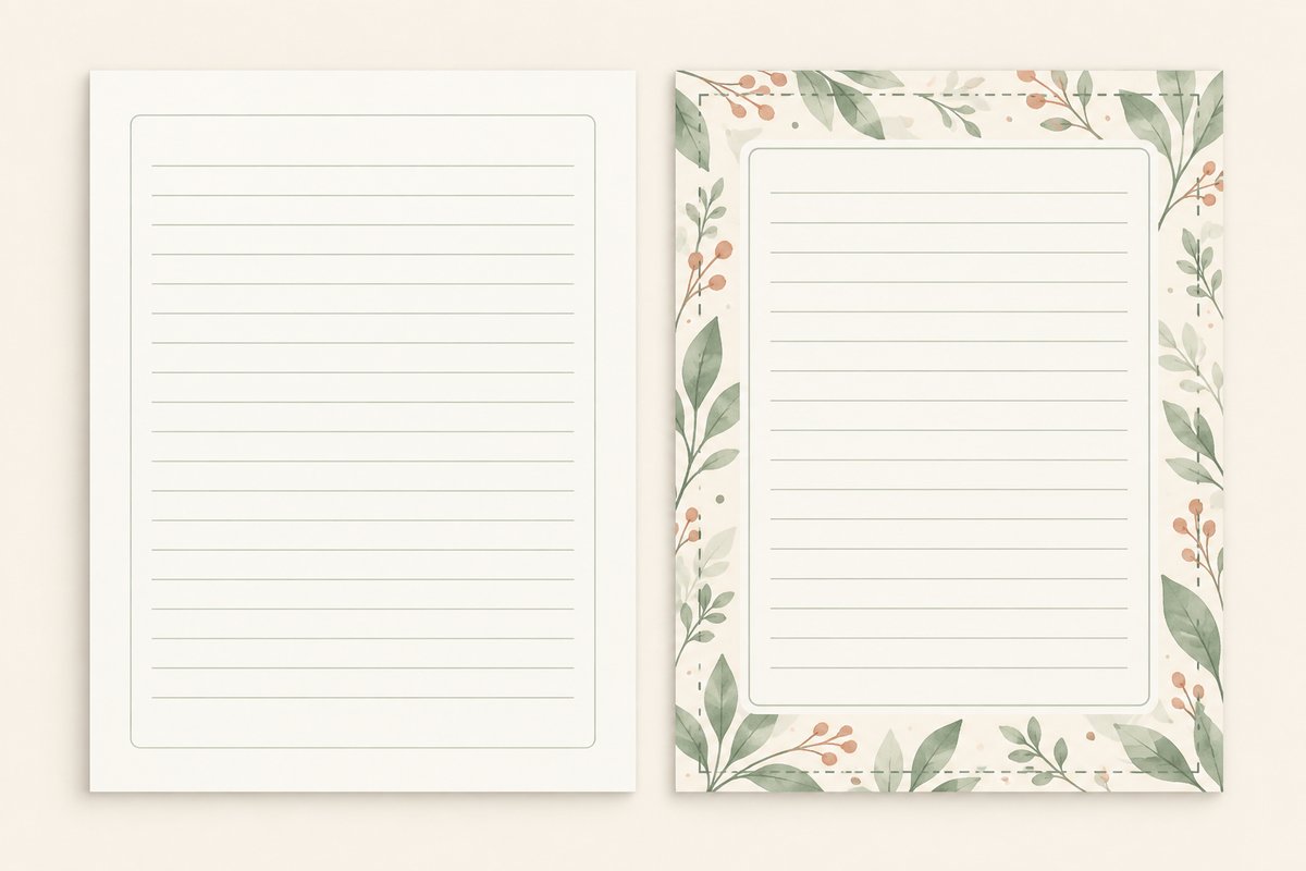 KDP journal interior pages with no bleed and edge-to-edge bleed