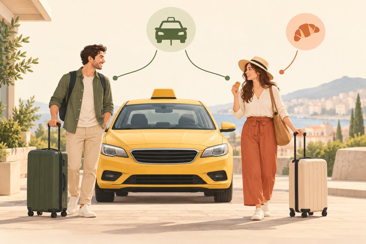 Shared taxi cost and personal snack in a two-traveler expense example