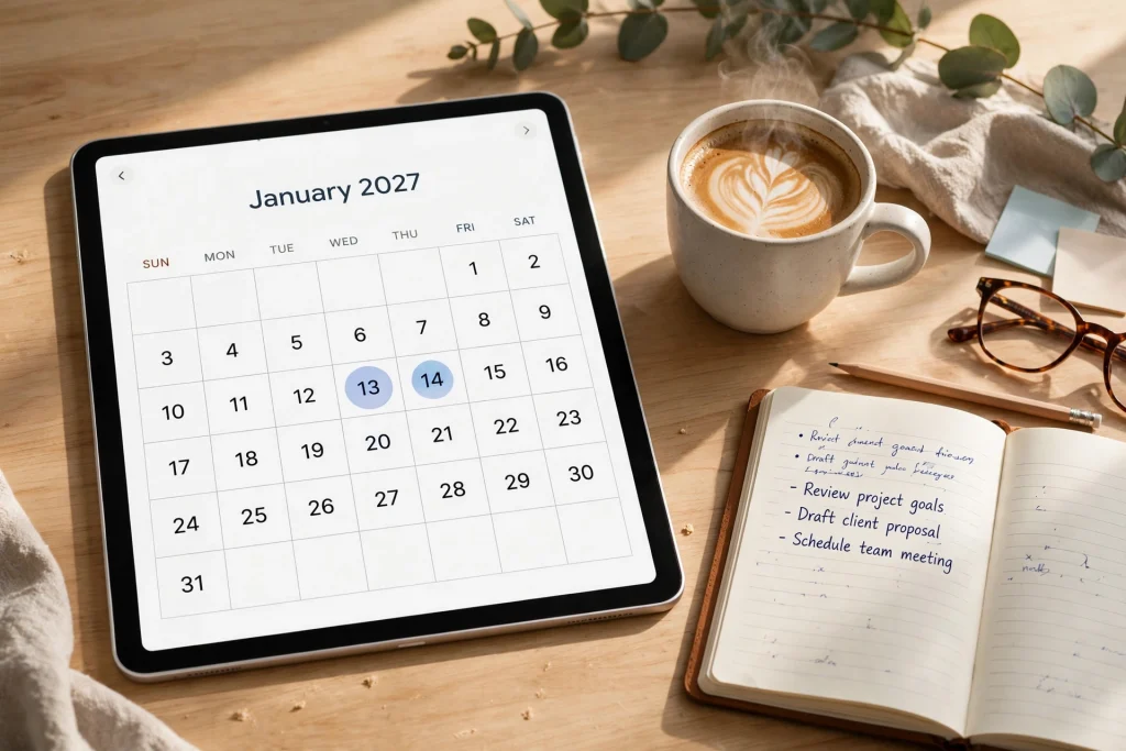 Best 2027 digital planner open on an iPad on a bright desk