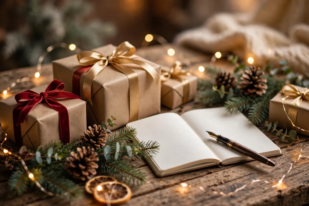 Holiday gift planner on a tablet — tracking recipients, gifts, budgets and deliveries